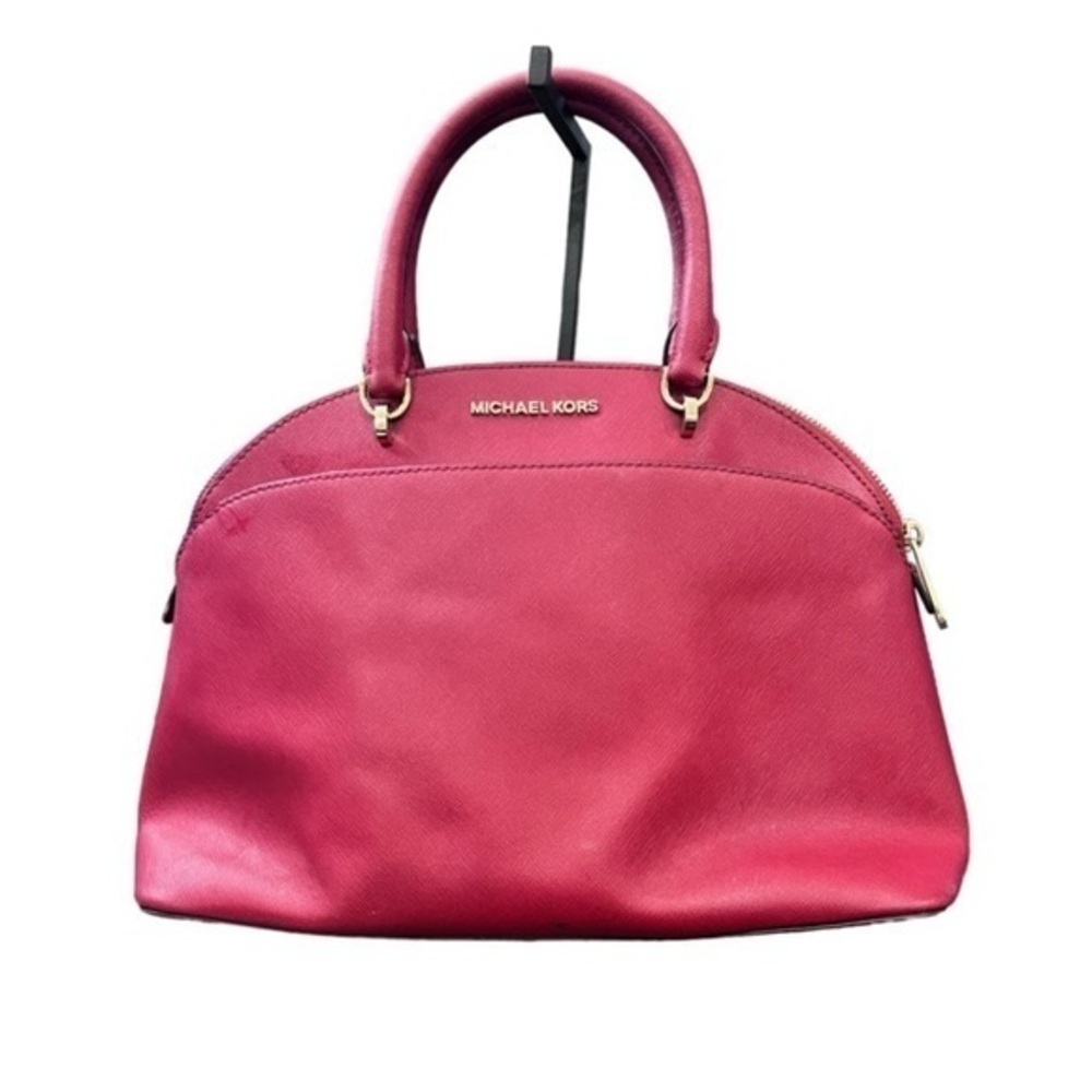 🎉SALE🎉 Michael Kors Dome Emmy Saffiano Leather Bag‎ Red Gold Hardware CLASSIC - Picture 12 of 12